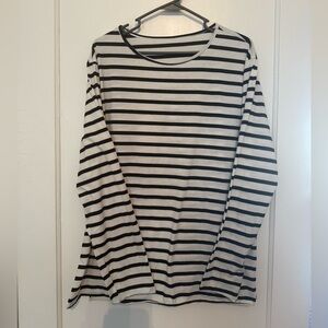 Classic Black & White Striped Long-Sleeve Top XXL